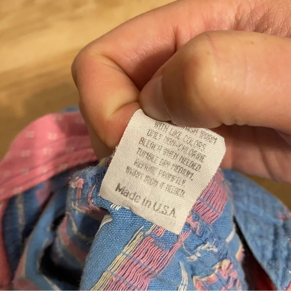 Vintage Oshkosh Denim Overalls Bow 24 mos Vestpak V-back Pink Made in USA